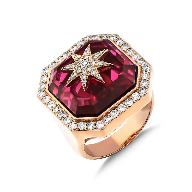 Engagement Rings with Colored Diamonds-VENUS STAR GOLD DIAMOND RING