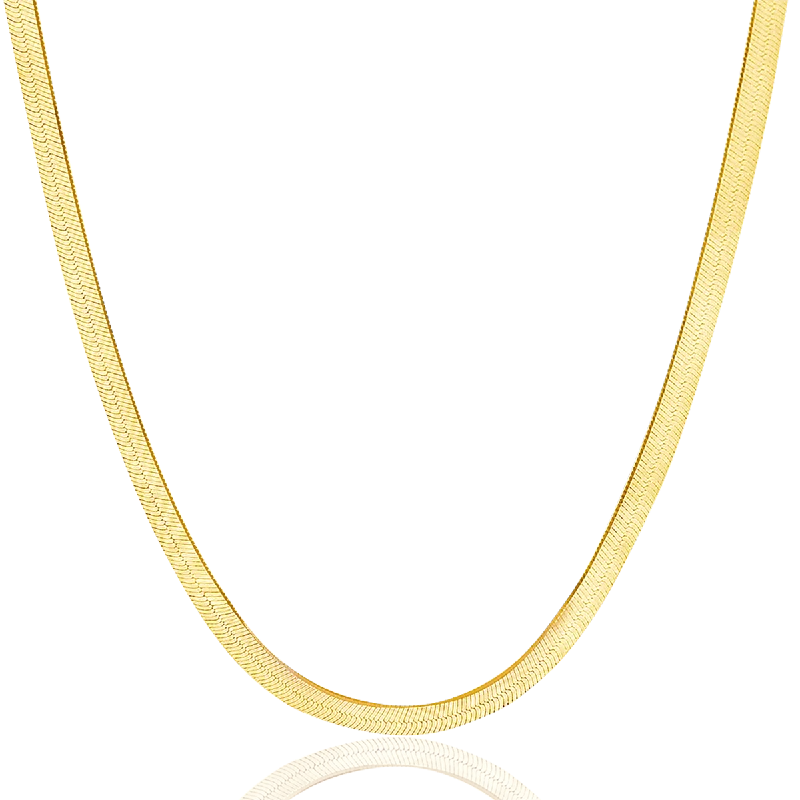 High Fashion Necklaces-14K Gold Grand Herringbone Necklace 5mm