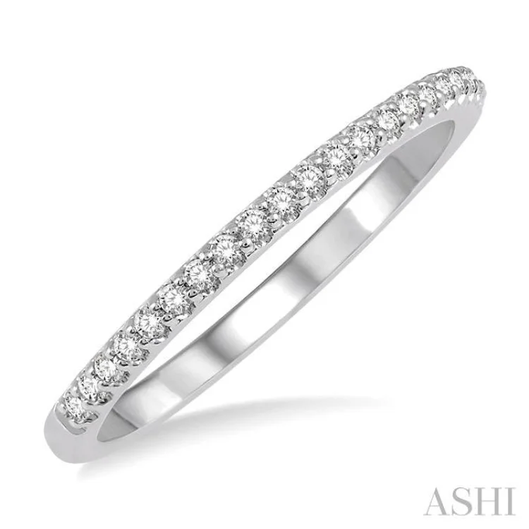 Designer Promise Rings for Women-1/10 ctw Round Cut Diamond Wedding Band in 14K white Gold