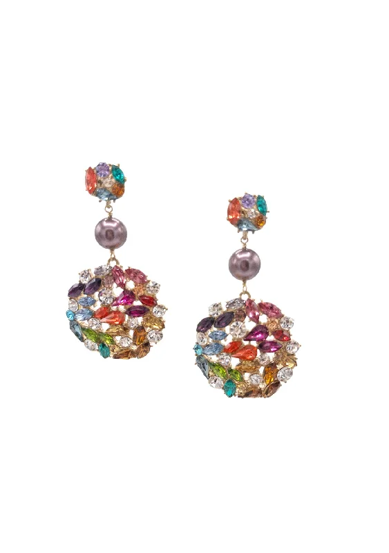 Large Gemstone Earrings for Women-Multicolor Crystal Drop Earrings