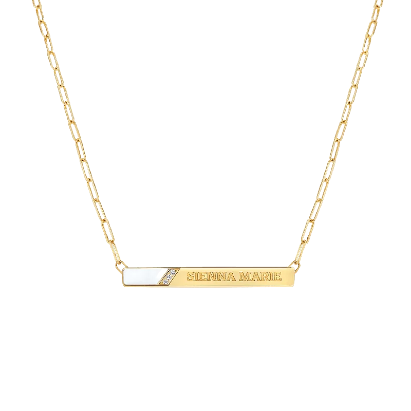 Mother’s Day Necklaces-Slash Engravable Necklace with Diamond Accents