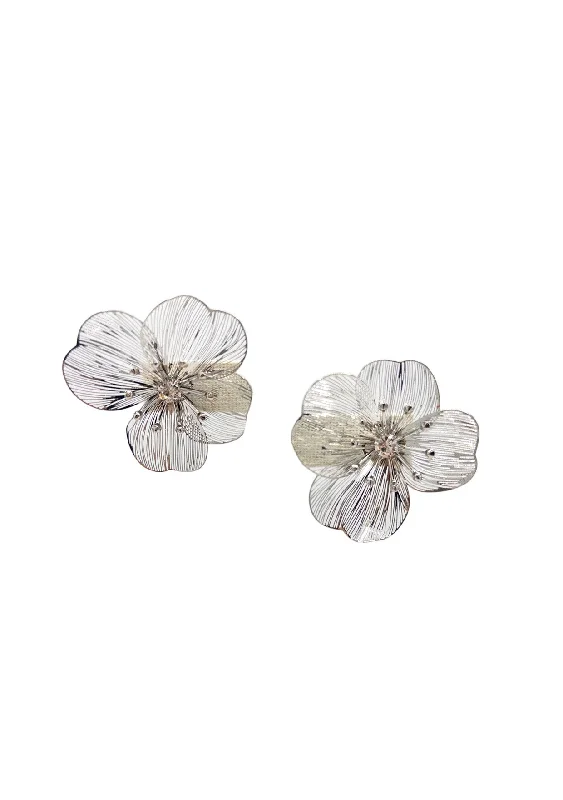 Custom Silver Drop Earrings-Silver Filigree Flower Earrings