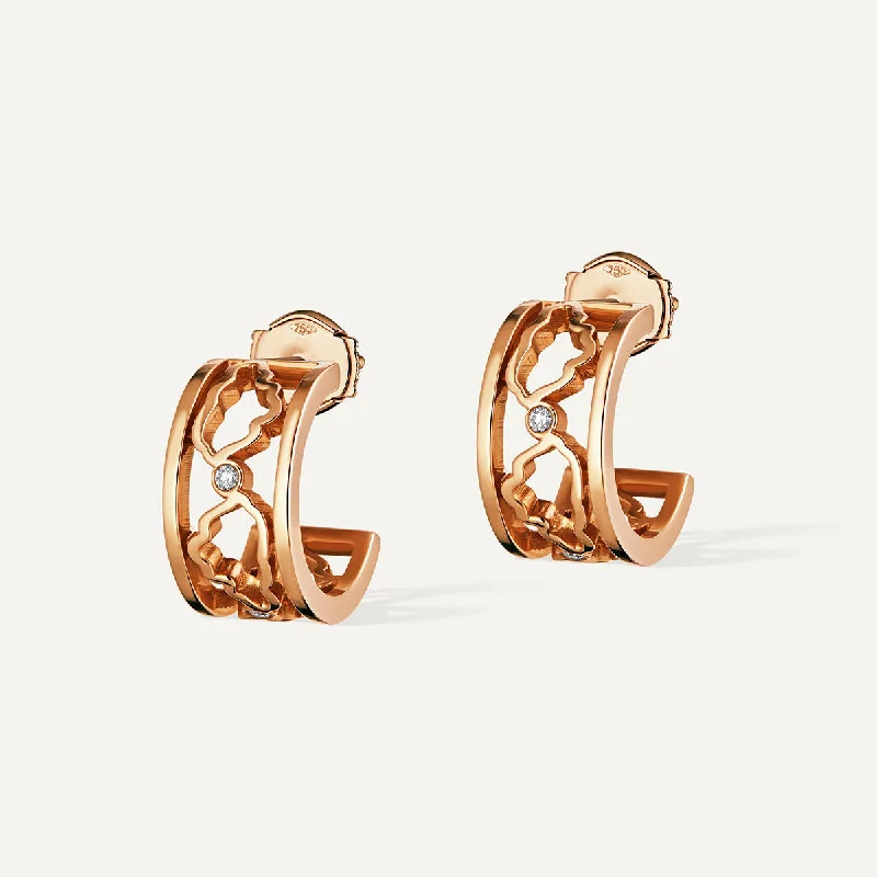 Bold Crystal Earrings-Allusia Love 18K Rosegold Earrings w. Diamonds