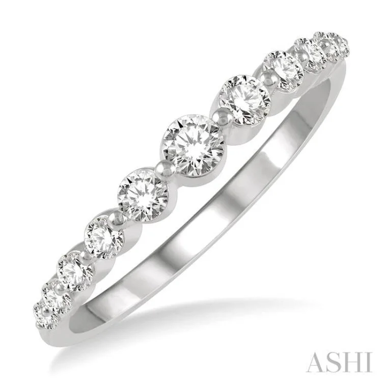 Designer Custom Engagement Rings-1/3 ctw Graduated Round Cut Diamond Fashion Ring in 14K White Gold