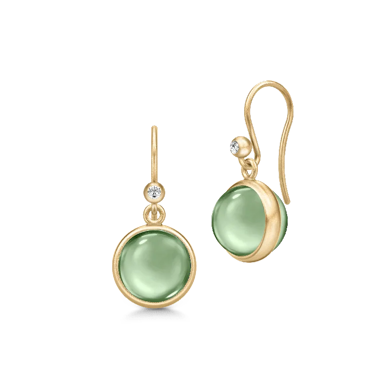 Elegant Drop Earrings-Prime Gold Plated Earrings w. Green Amethyst