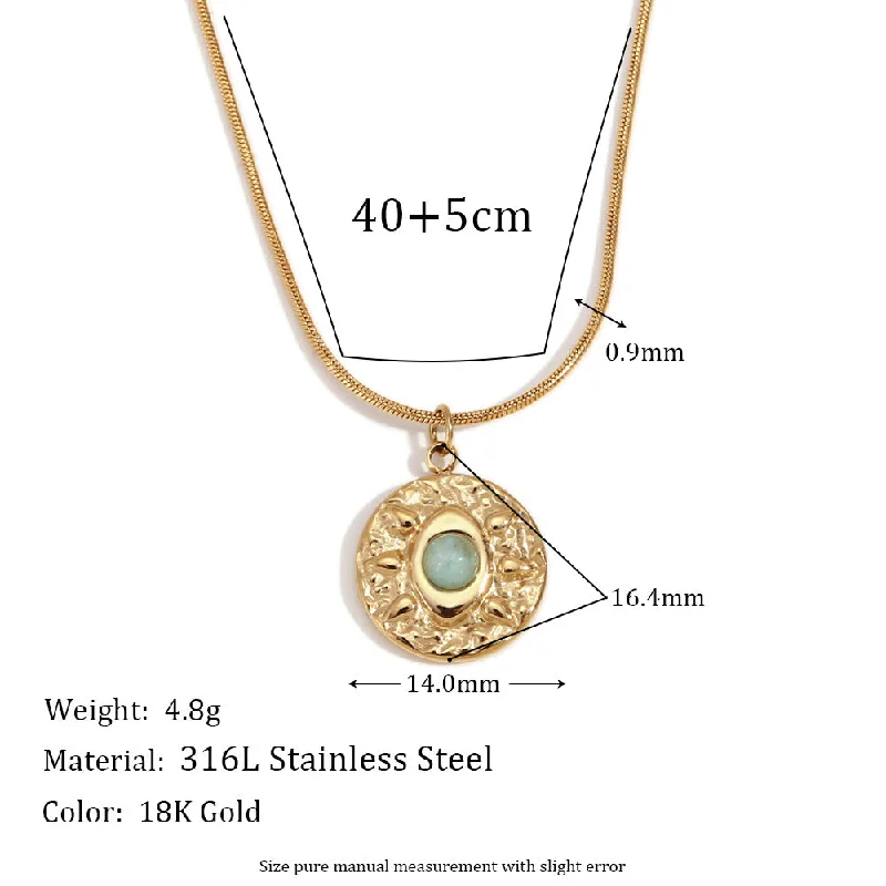 Tianhe Stone Eye Round Coin Pendant - Gold