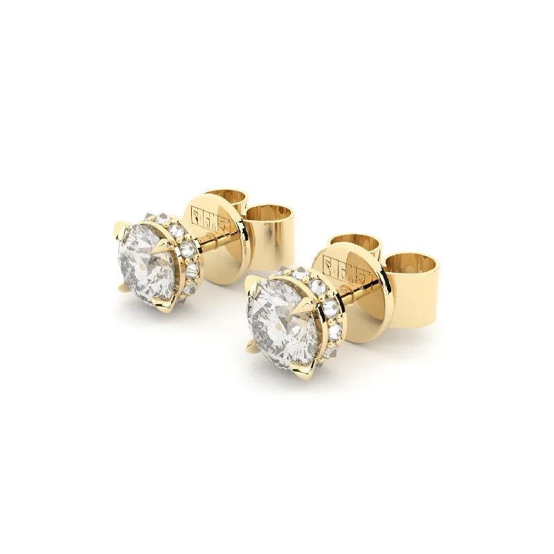 Classic Gemstone Drop Earrings-Cosmos Solar 18K Gold Earrings w. Lab-Grown Diamonds