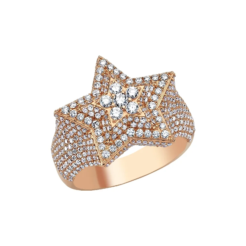 Stylish Promise Rings-SIRIUS STAR GOLD DIAMOND RING