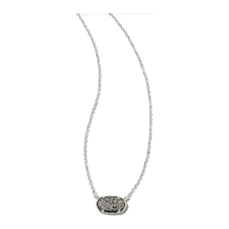 Modern Necklaces-Kendra Scott Silver Grayson Necklace in Platinum Drusy