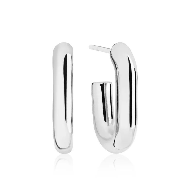 Large Hoop Drop Earrings-Capri Piccolo Pianura Silver Earrings