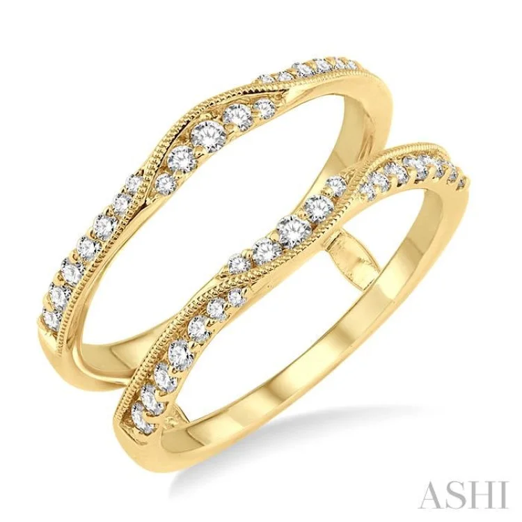 Designer Silver Promise Rings-1/2 ctw Round Cut Diamond Insert Ring in 14K Yellow Gold