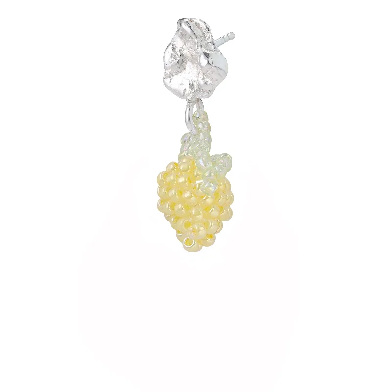 Sparkling Gemstone Earrings-Tiny Blob Lemon Earring Silver, Yellow Beads