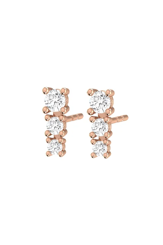 Custom Gemstone Hoop Earrings-Degrade 18K Rose Gold Earrings w. Lab-Grown Diamonds