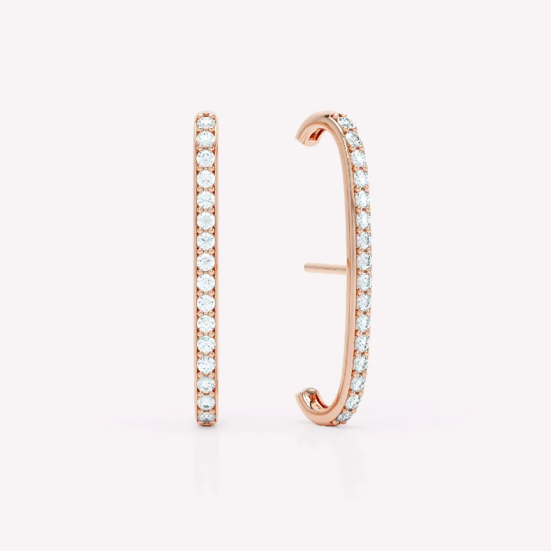 Gold and Diamond Earrings-Allday 14K Rosegold Earrings w. Diamonds