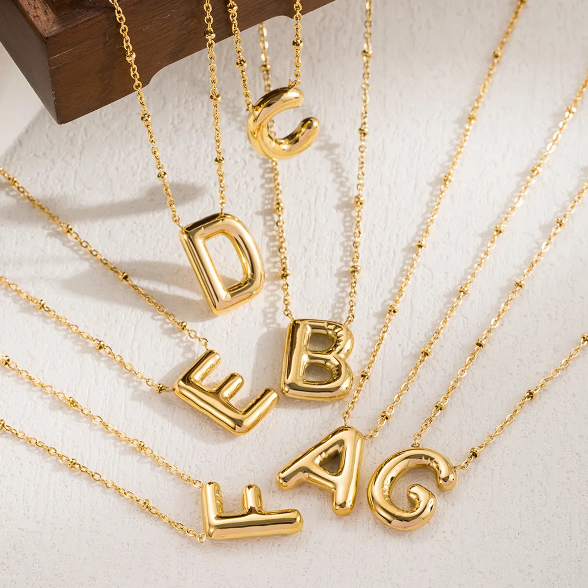 Bridal Necklaces-Ig Style Casual Classic Style Letter Stainless Steel Solid Color 18k Gold Plated Pendant Necklace