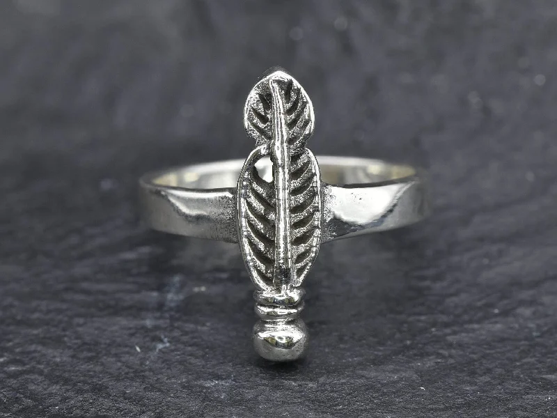 Engraved Wedding Bands for Men-Silver Feather Ring - Plume Ring - Feather Ring