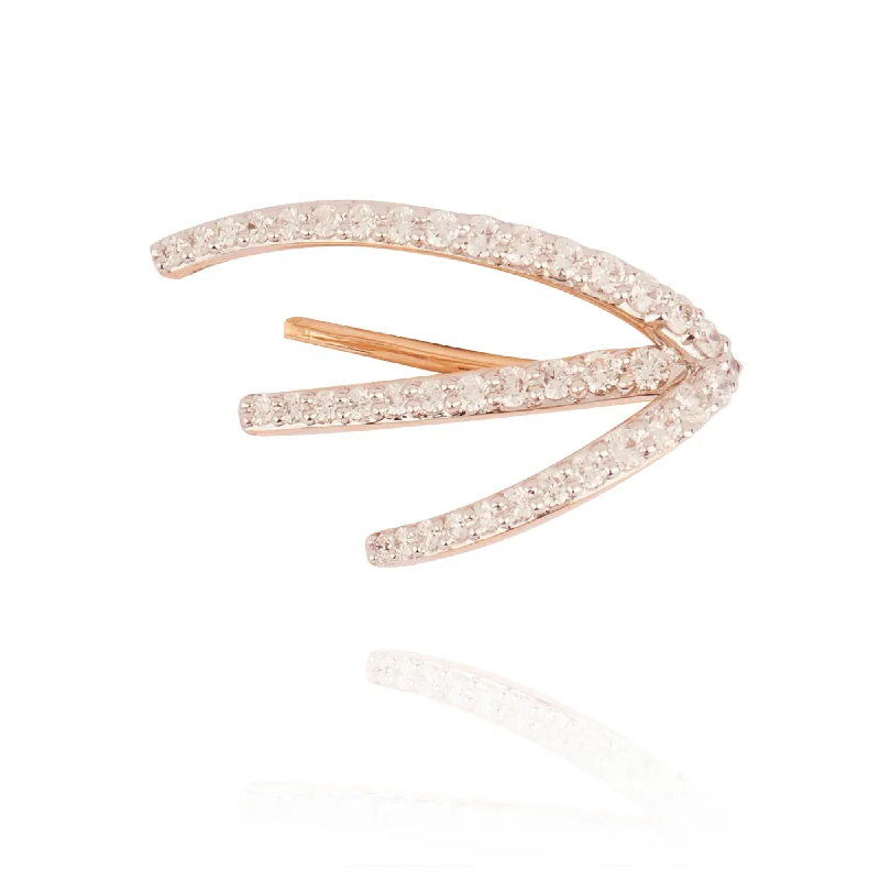 Trendy Pearl Earrings-Ocean Ripple 18K Rosegold Earring w. Diamonds