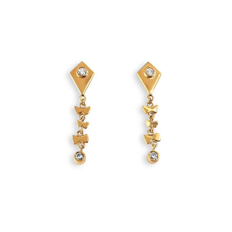 Geometric Hoop Earrings for Women-Kite 18K Gold Earrings w. Diamonds