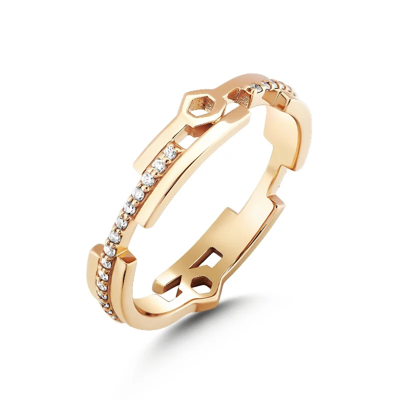 Men’s Designer Engagement Rings-HONEYCOMB GOLD DIAMOND RING