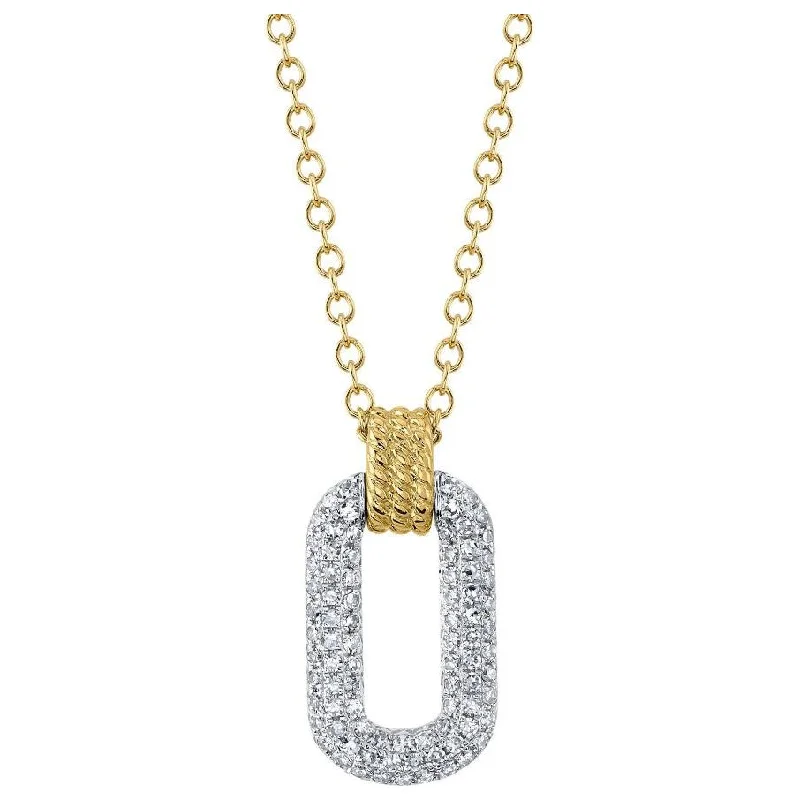 Christmas Necklaces-14K Yellow & White Gold Diamond Paperclip Necklace