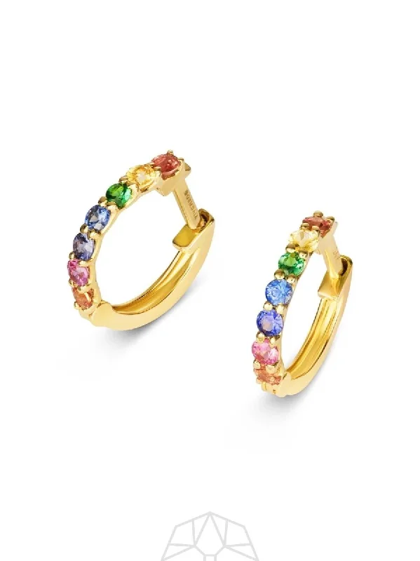 Crystal Drop Earrings for Women-Rainbow Sapphire 14K Gold Earrings