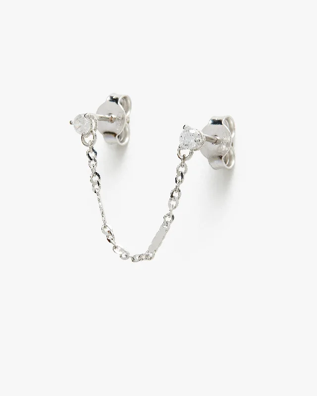 Modern Pearl Earrings-Girls Tears 18K White Gold Earring w. Diamonds