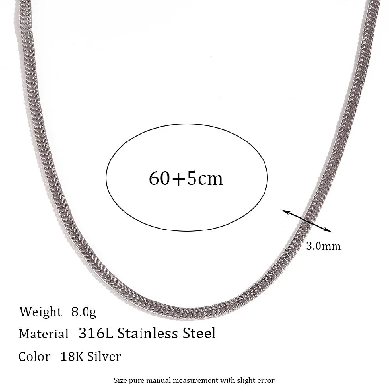 3mm Fox Tail Chain - Steel Necklace -60cm 5cm