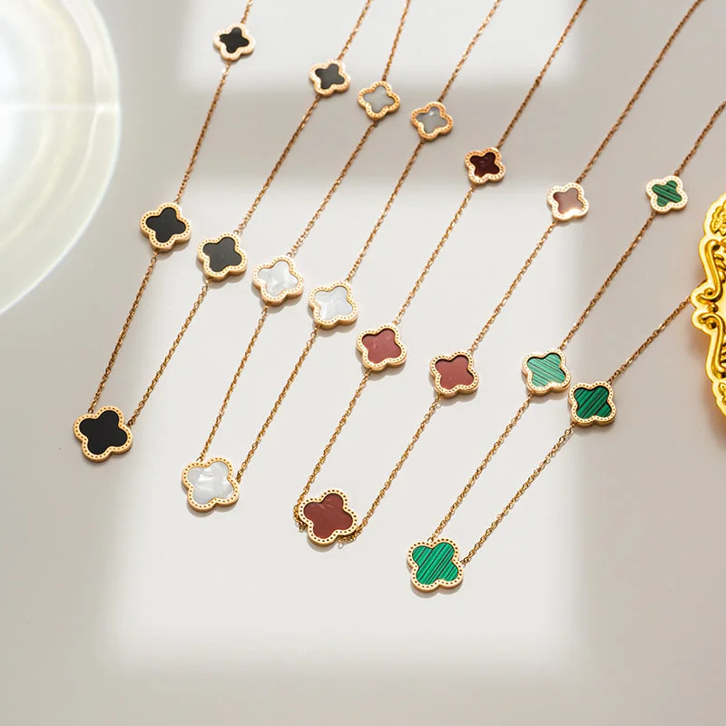 Custom Birthstone Necklaces-Moderate Luxury Geometric Titanium Steel 18K Gold Plated Necklaces