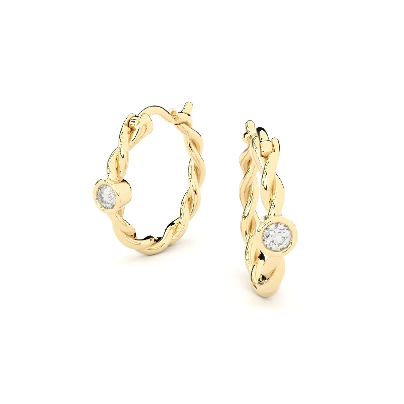 Trendy Hoop Earrings-Becoming Twisted 18K Gold Earrings w. Lab-Grown Diamonds