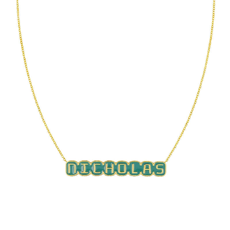 Swarovski Crystal Necklaces-Retro Enamel Name Necklace