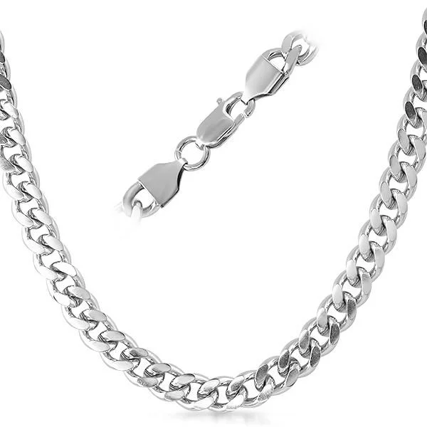 Gold Necklaces-Cuban Stainless Steel Chain Necklace 8MM