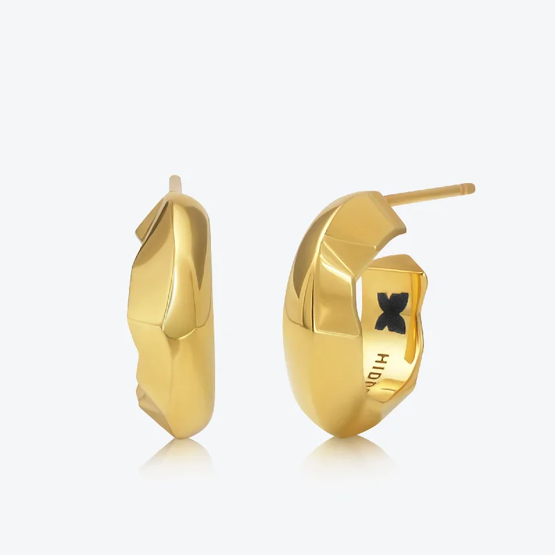 Unique Drop Stud Earrings-A. Iceberg 18K Gold Plated Huggie Earrings