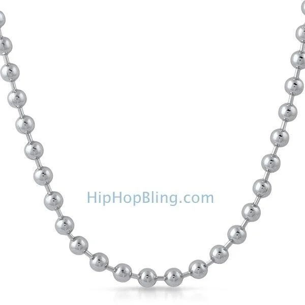 High-End Necklaces-Bead Chain 6MM Stainless Steel Necklace