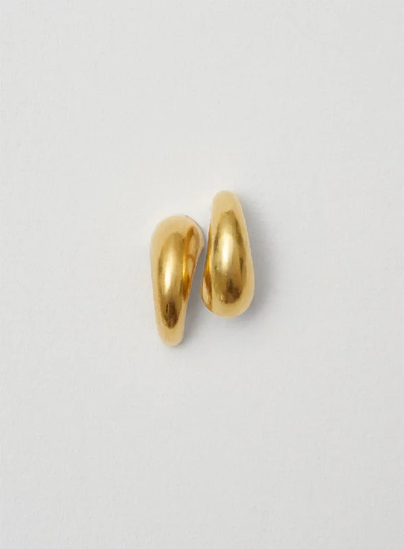 Silver and Gold Hoop Earrings-Twin lobe 14K Gold Plated Earrings