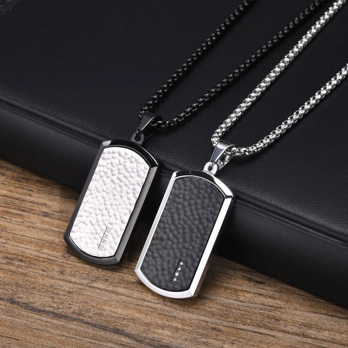 Statement Chain Necklaces-Simple Style Rectangle 304 Stainless Steel Plating Inlay Zircon Men'S