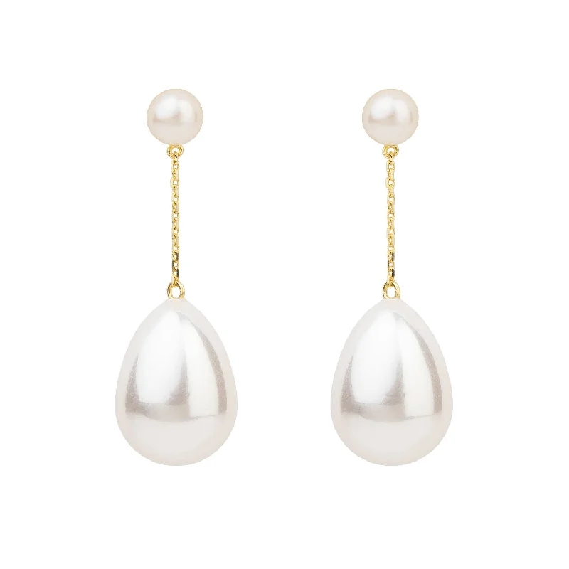 Elegant Crystal Earrings for Women-White Mini Pearl Drop Gold Plated Earrings