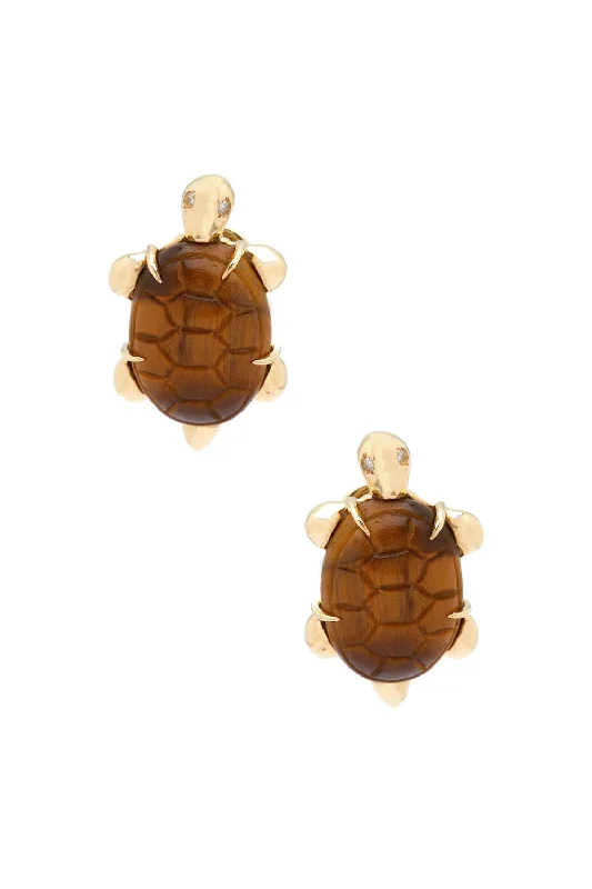 Gold Hoop Earrings-Miniature turtle 18K Gold Earring