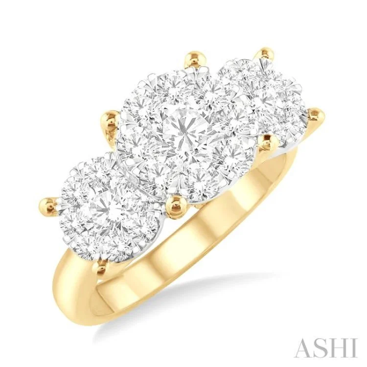 Engagement Rings with Colored Diamonds-1 1/2 ctw Lovebright Round Cut Diamond Ring in 14K Yellow and White Gold