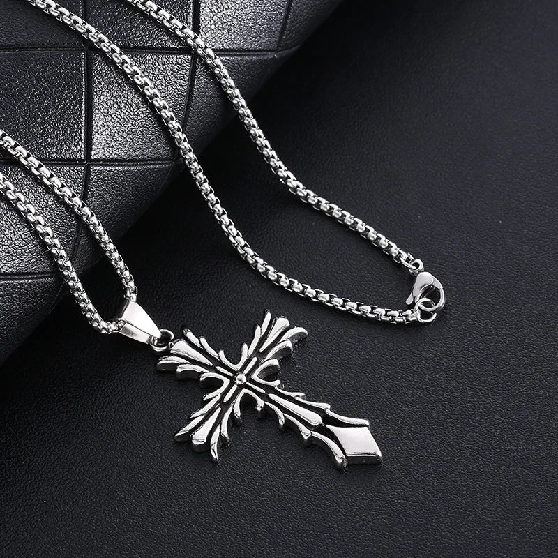 Thorn Cross 70cm Titanium Steel Necklace