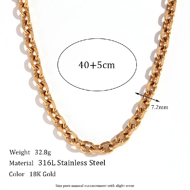 7.2mm Cross Collar Chain - Gold Necklace -40cm 5cm