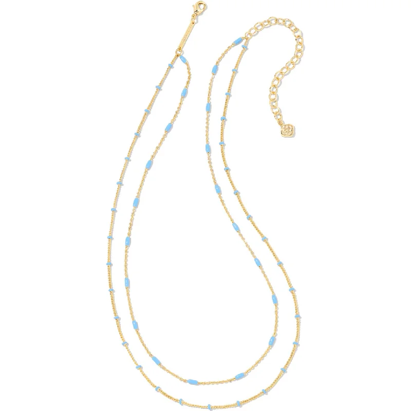 Lotus Necklaces-Kendra Scott Dottie Gold Strand Necklace In Periwinkle