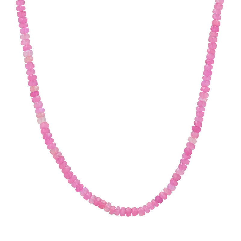 Butterfly Pendant Necklaces-Pink Opal Bead Necklace