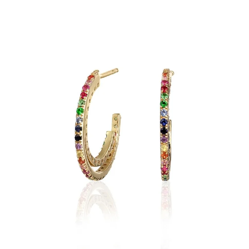 Elegant Drop Earrings-Josephine 18K Gold Earrings w. Sapphires, Tsavorites, Rubies & Amethysts