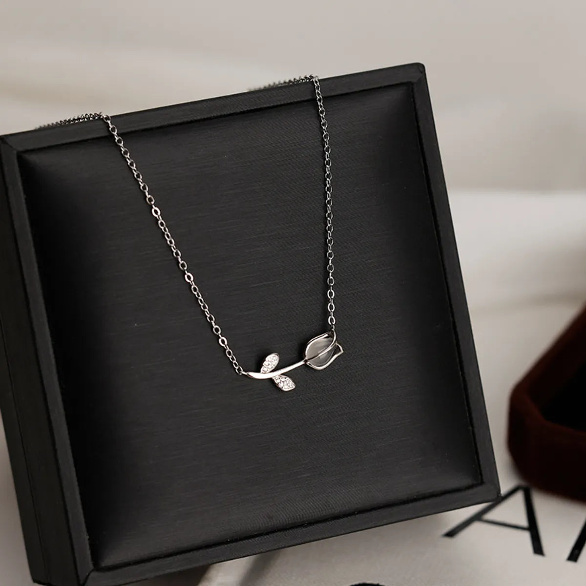 Custom Logo Necklaces-Sweet Tulip Sterling Silver Pendant Necklace