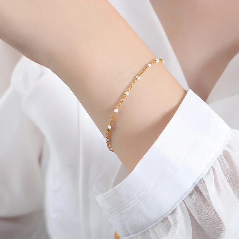 E480 White Drip Oil Bracelet -17+5cm