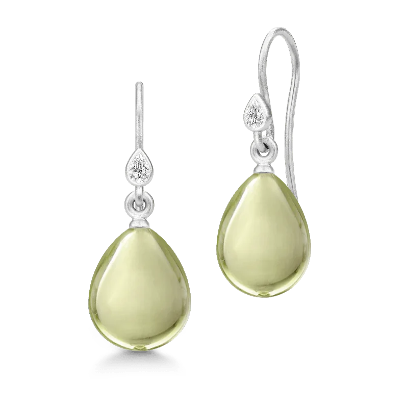 Bold Crystal Earrings-Prima Ballerina Olive Silver Earrings