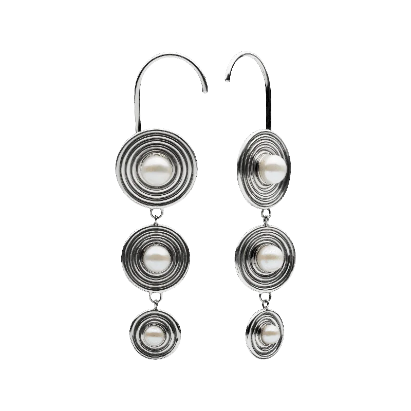 Elegant Crystal Earrings for Women-Triple Bobbie Earrings Silver