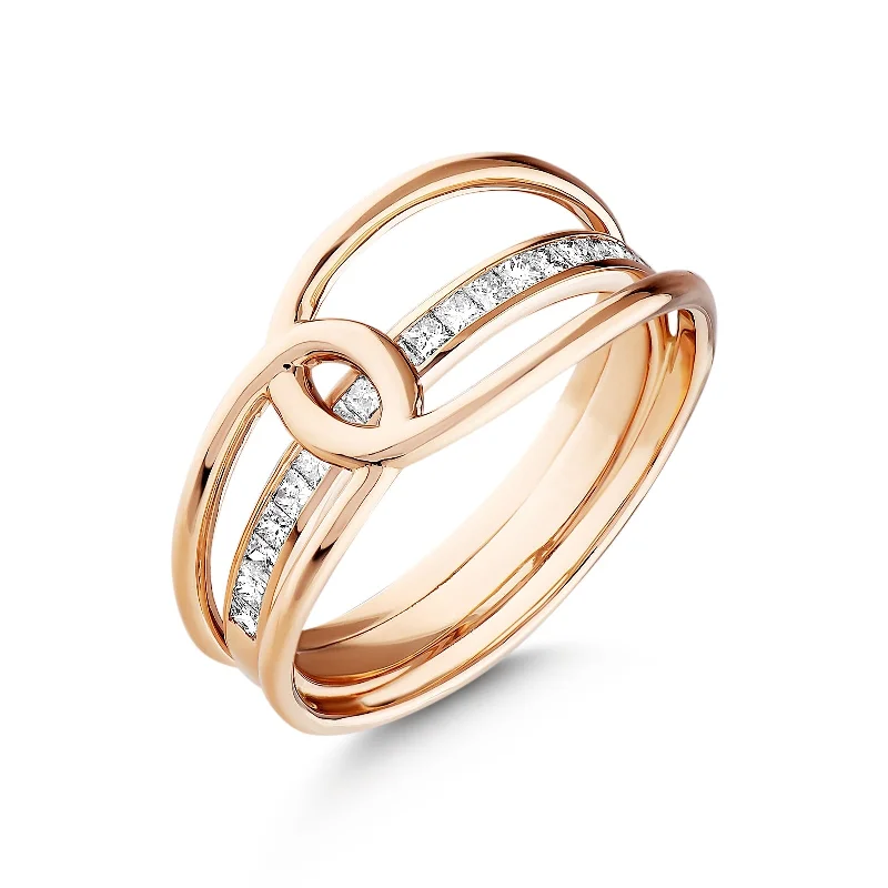 Designer Wedding Rings for Her-VESICA PISCES GOLD DIAMOND RING