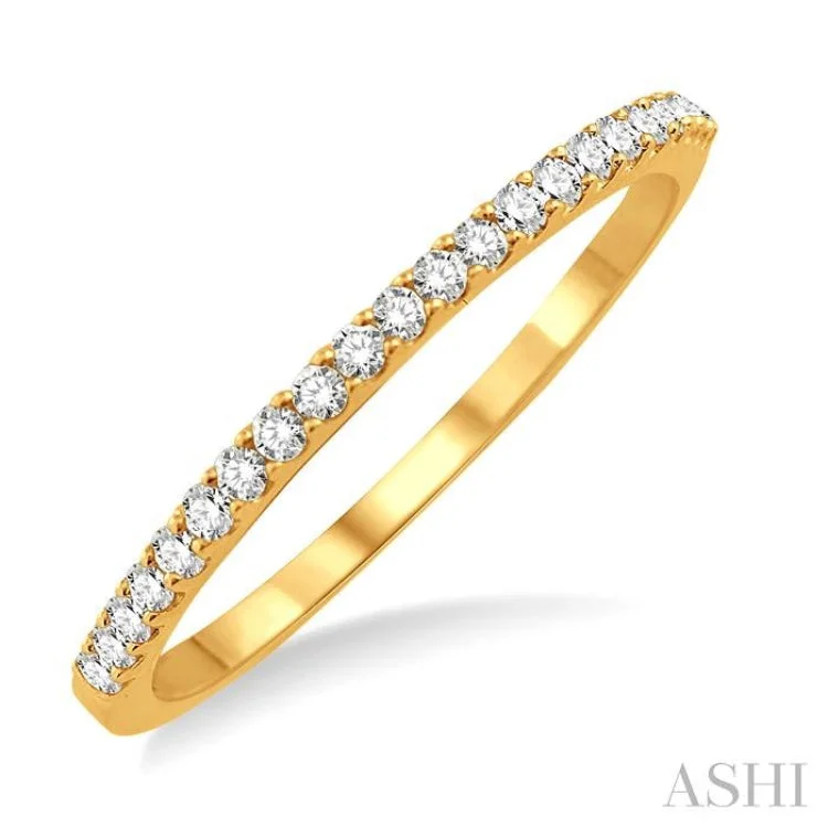 Designer Gold Wedding Rings-1/5 ctw Round Cut Diamond Wedding Band in 14K Yellow Gold