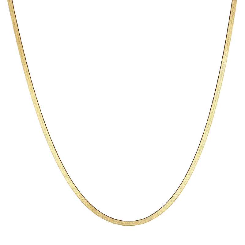 Valentine's Day Necklaces-14K Gold Thin Herringbone Necklace 3mm